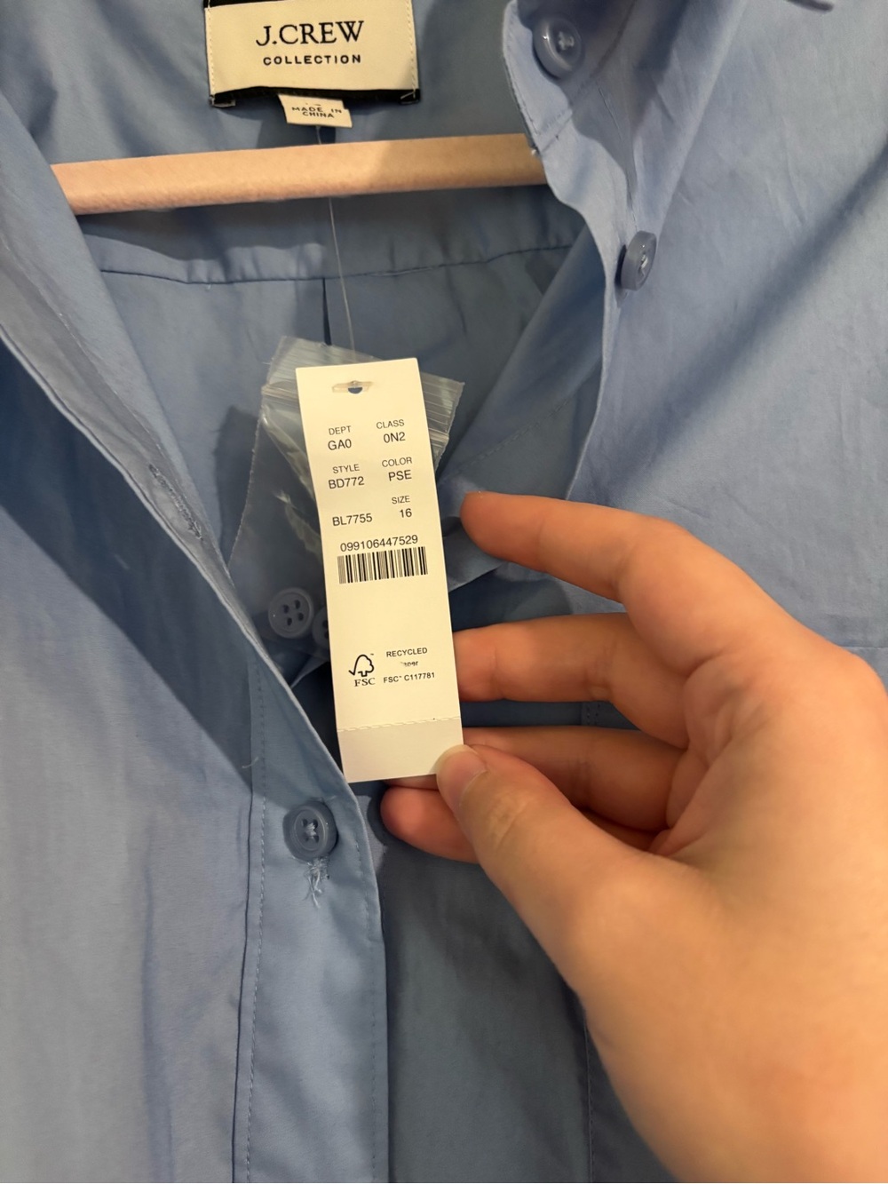 J. Crew Collection feather sleeve button up size 16 NWT - Picture 5 of 5